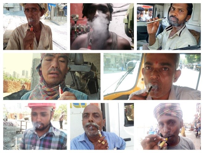 Everyday tobacco and nicotine users across India — rickshaw drivers, factory and construction workers — trying vaping devices.